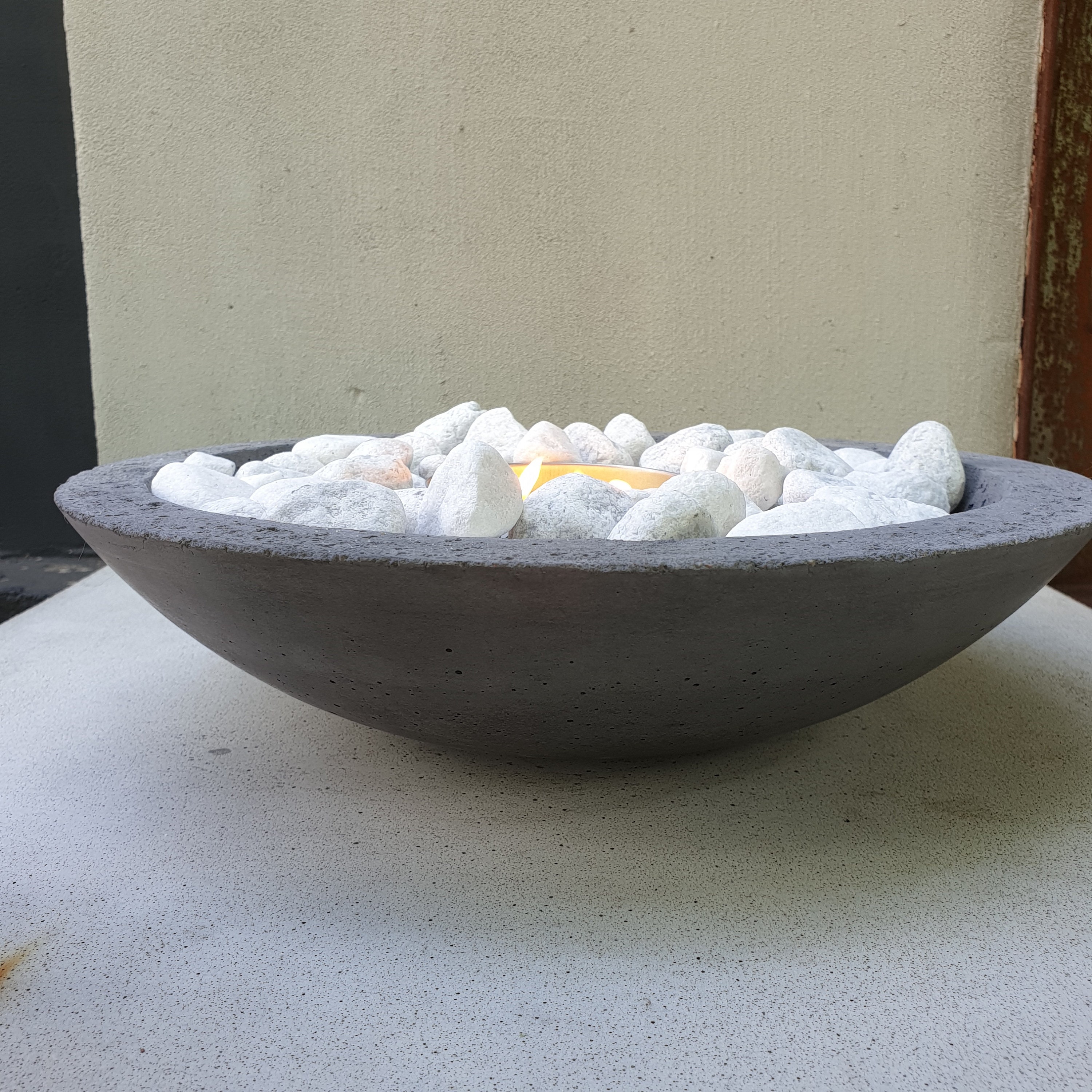 Fire Bowl Concrete Concrete Bowl Candles Dark Grey Large / Etsy