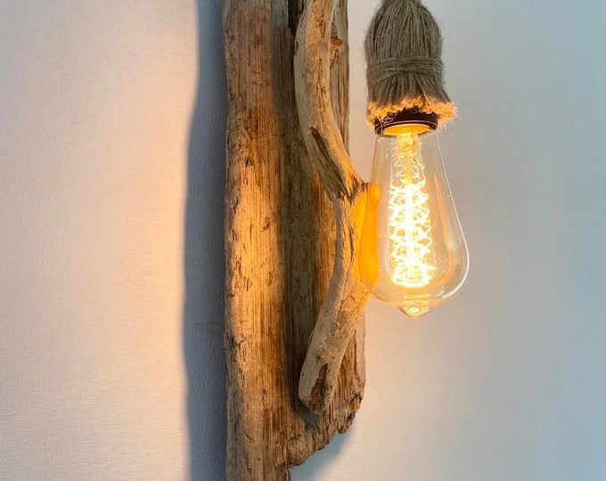Rustic Driftwood Wall Light Unique Driftwood Sconce Living Etsy