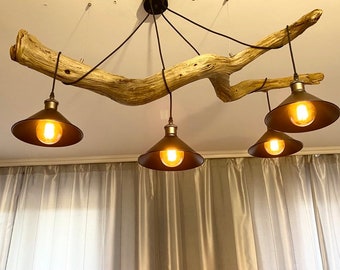 Driftwood Chandelier Lighting Vintage,  Pendant lamp,  Driftwood Ceiling Lamp, Boho Lighting Fixture