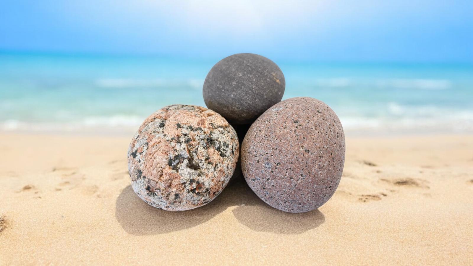 3 Unique Round Beach Stones 2.1'' - 2.3''(5.5 - 6 cm), Stone Home Decor, Unique Garden Decor, Aquarium Decor, Craft Pebbles