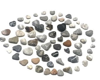 Sea Heart Stones, Natural Beach Decor, Craft Supplies (72 Piece Set)