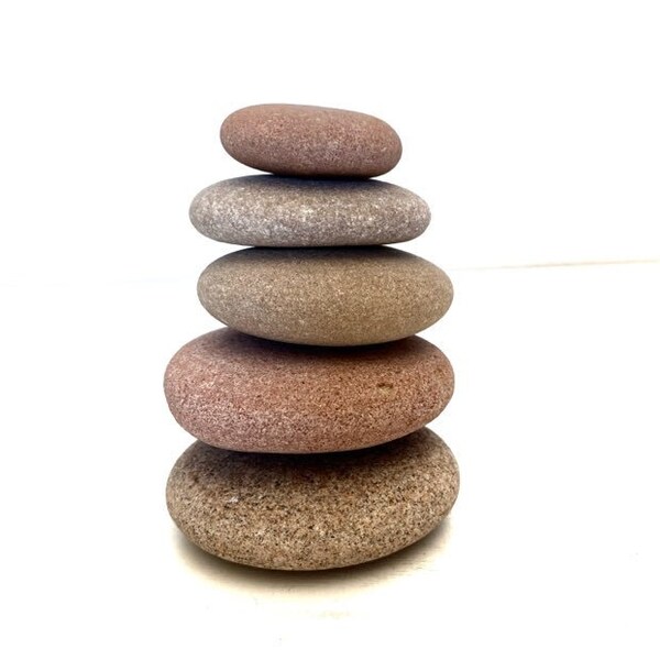 5 Flat Beach Stones, Balancing Stones, Sea Cairn Masonry, Pebbles Zen Garden Decor, Craft Pebbles, Aquarium Stones