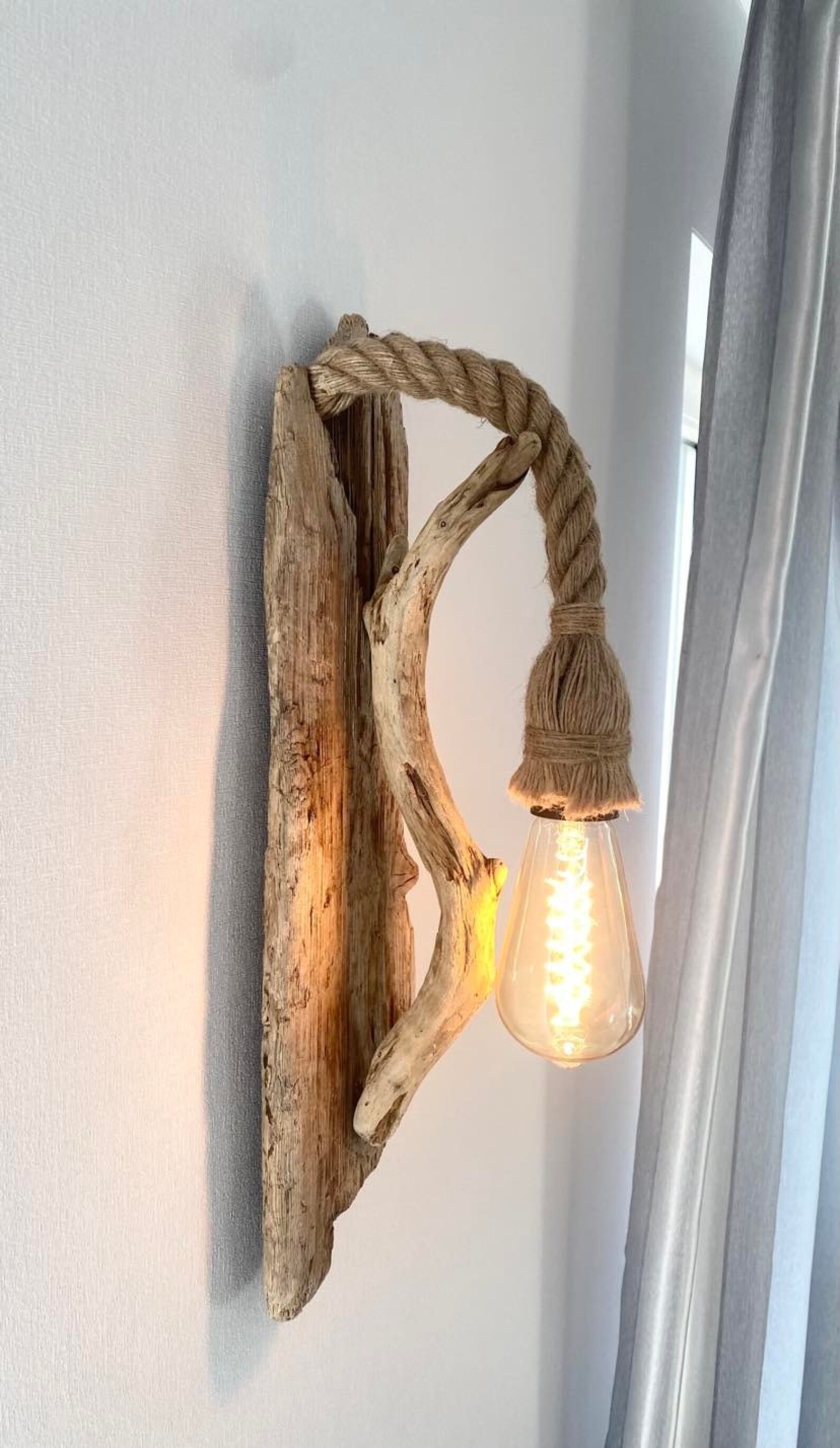 Rustic Driftwood Wall Light Unique Driftwood Sconce Living Etsy