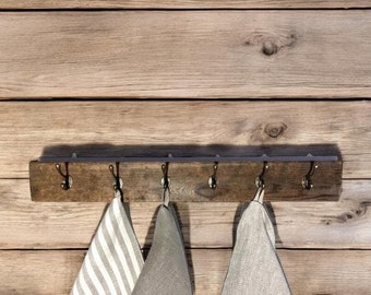 Handgemaakte hanger van drijfhout: kusthanddoek, sieraden- en sleutelrek