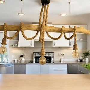 Driftwood Pendant Light: Coastal Hanging Rope Chandelier, 3ft