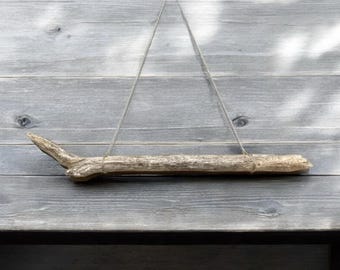 Longue branche en bois flotté (26,1 po.) : décoration murale bohème rustique à accrocher