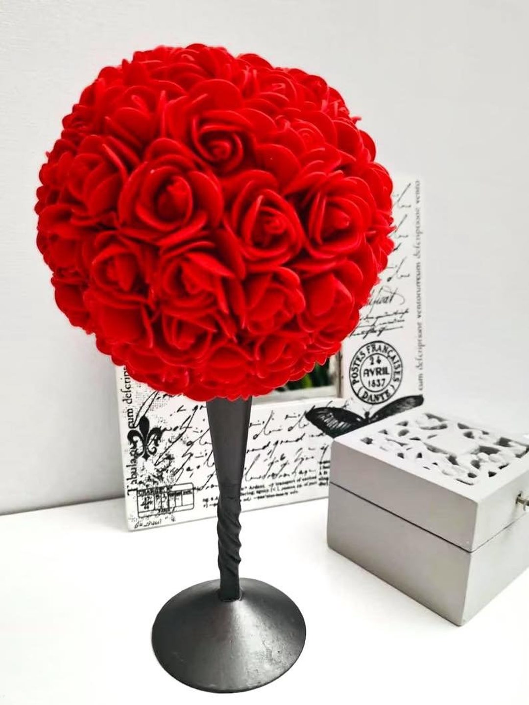 Red Kissing Ball 6.7''17 Cm Softtouch Flower Ball Etsy