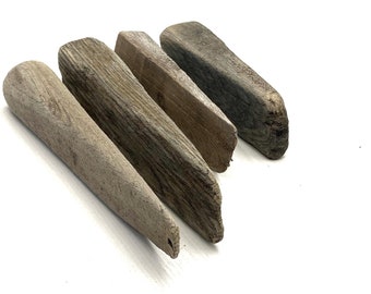 Recycled Driftwood Pieces: Coastal DIY Decor, Beach Art Supplies (7-10.2 inch), 4 Bars