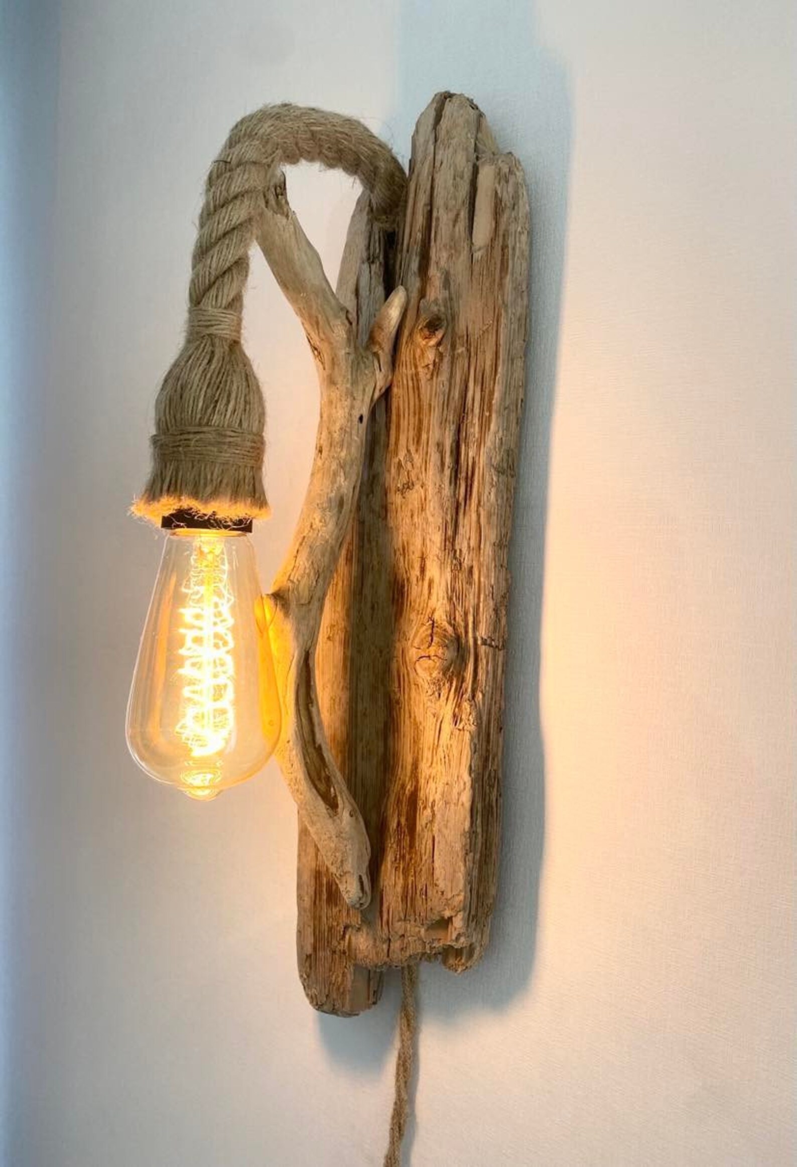Rustic Driftwood Wall Light Unique Driftwood Sconce Living Etsy