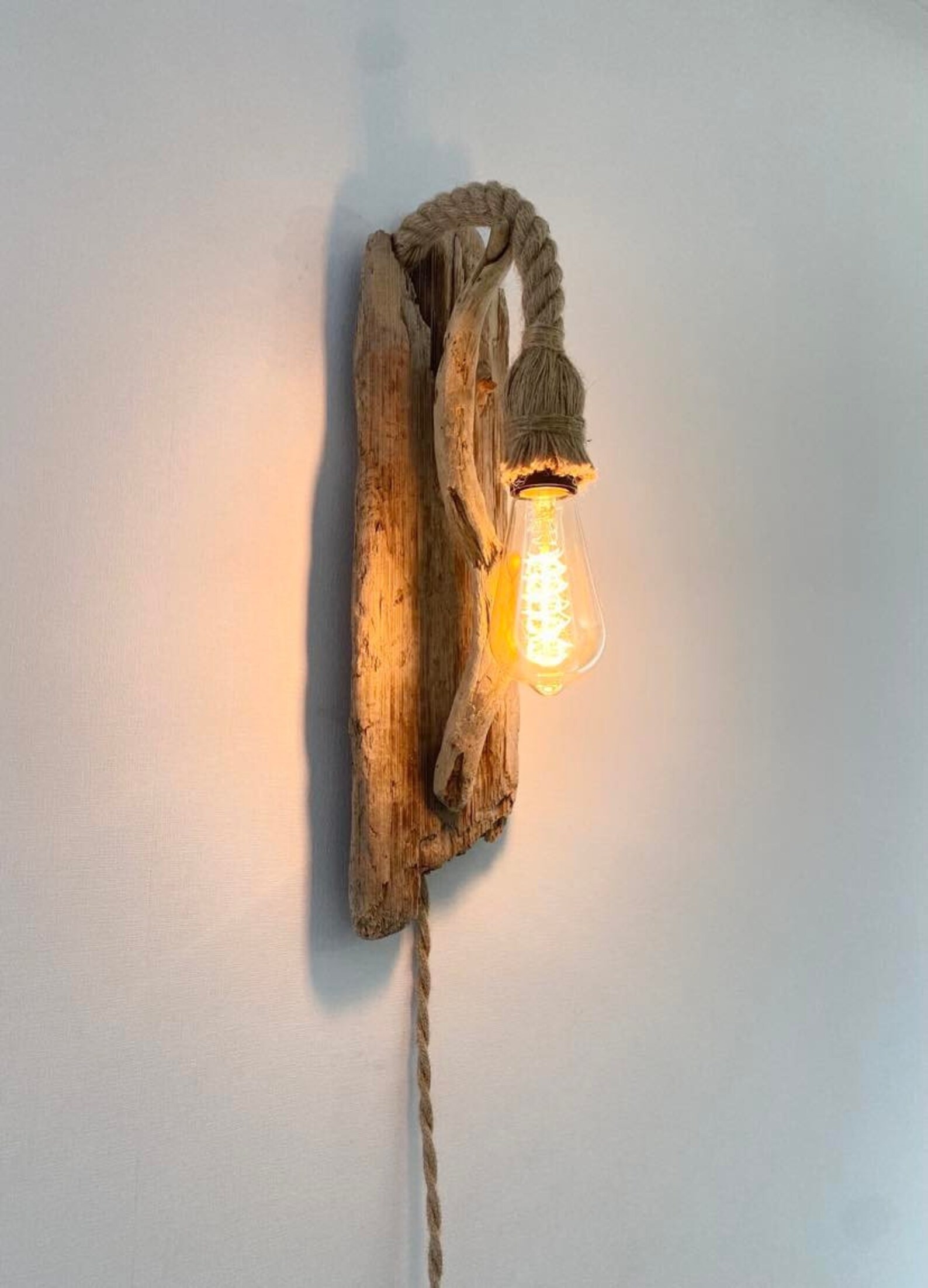 Rustic Driftwood Wall Light Unique Driftwood Sconce Living Etsy