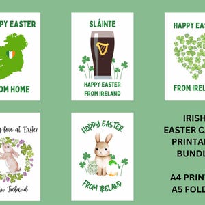 Tarjetas de Pascua de Irlanda, paquete de tarjetas de Pascua irlandesas, tarjetas plegables A5 imprimibles, saludos de Pascua irlandesa, descarga digital, imprimible A4