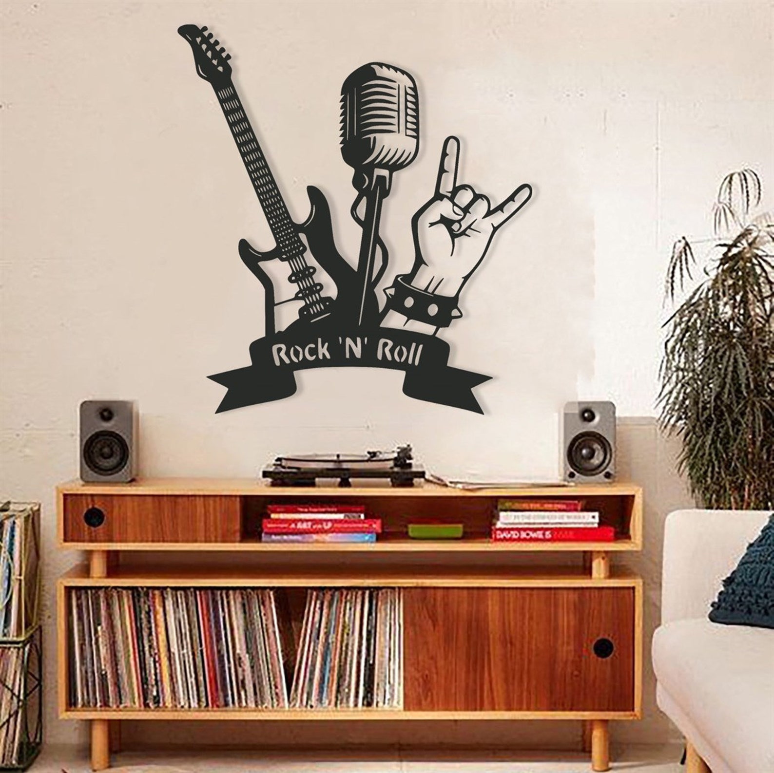 Rock n Roll Quote Metal Wall Art Rock And Roll Music Guitar Etsy