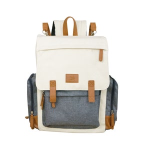 Cotton Canvas Baby Diaper Bag Insulated Backpack With Change Pad