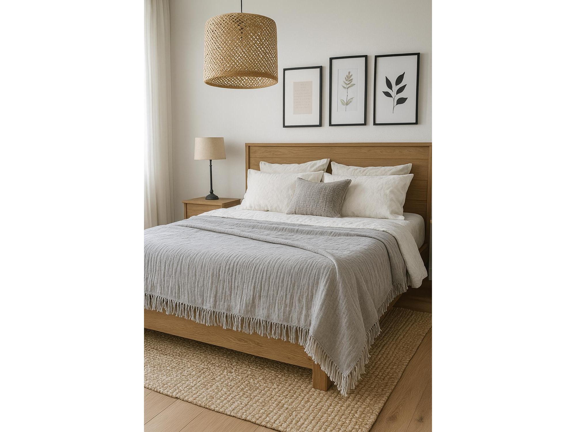 HOORDRY Manta Tejida 100% Algodón, Con Flecos, Colcha Bohemia De Doble Cara, 200 X 230 Cm, Azul/beige, Elegante Y Suave, Manta De TV, Sillón Reversible En Blanco
