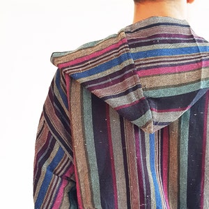 Hooded Turkish Cotton Robe: Striped Unisex Loungewear