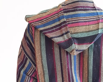Hooded Turkish Cotton Robe: Striped Unisex Loungewear