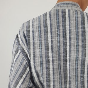 Turkish Cotton Striped Bathrobe: Cozy Unisex Loungewear