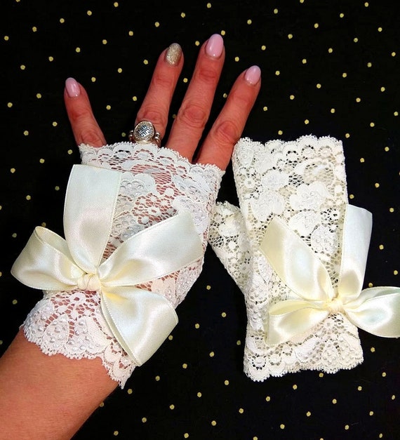 lace fingerless gloves for bride lace stretch , gloves white bride accessories