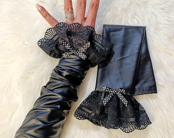 Puños de encaje con volantes: mangas postizas de tul gótico, guantes de ópera para una noche de verano