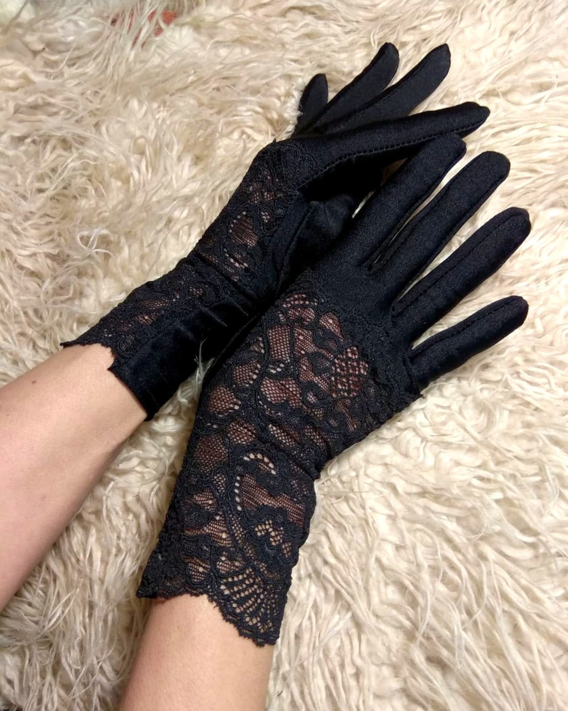 Black lace gloves Fashion gloves Summer gloves Formal  Etsy
