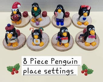 8 Piece Christmas Penguin Place Setting Set