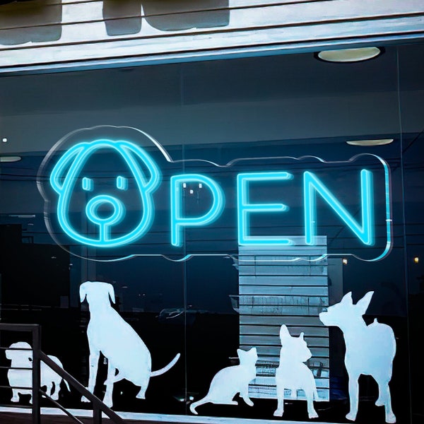 Pet neon led sign | Open Neon Sign | Business Open Light | Led Open Sign | Pet Decor | personalized Animal Decor | Business Door Sign