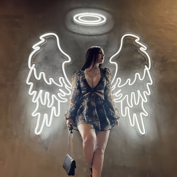 Benutzerdefinierte Engelsflügel Neon Led Schild | Personalisierte Bar Leuchtreklame | Angel Wings Leuchtreklame Angepasste Wand | Neon Art Led Licht Schild für die Hausbar