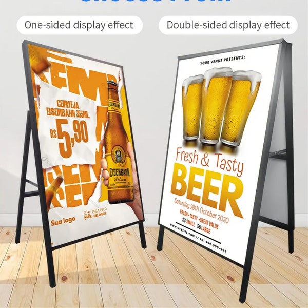 Floor-standing Display Vertical Poster 'A' Board Advertising Light Box Sign for Shops | Custom Restaurant Menu Business Poster Led Light Box