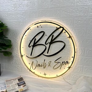 Custom Nail Salon Decor custom LED 3D Acrylic Sign Round Acrylic Sign ...