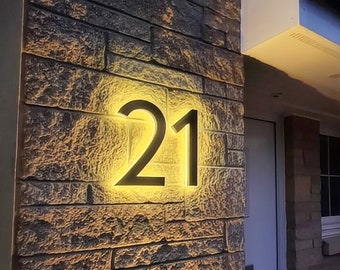 Números de casa LED / Letrero retroiluminado de habitación de hotel personalizado / Número de puerta retroiluminado de metal / Letrero de casa LED retroiluminado / Número de puerta iluminada personalizado