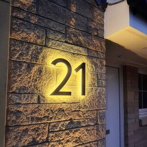 LED House Numbers | Custom Hotel Room Backlit Sign | Metal Backlit Door Number | Backlit LED House Sign | Custom Illuminated Door Number