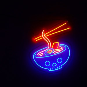 Ramen Noodle Vintage Restaurant Neon Sign,Customized Neon Sign,Japanese Neon Sign,Anime Neon Sign,Handmade Ramen Decor Neon,Skull Neon Sign