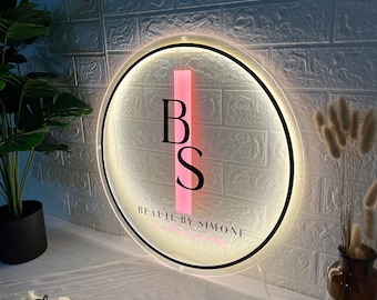 Benutzerdefinierte Nail Salon Dekor | Benutzerdefinierte LED 3D Acryl Schild | Rundes Acrylschild | Büroschild | Beauty Salon Zeichen | Logo Design Individuell für Business