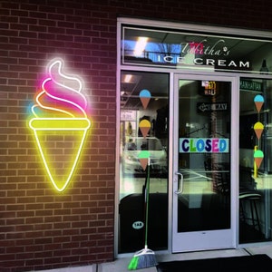 Ice Cream Neon Signs -Custom Coffee Shop Sign -Handmade Restaurant Led Light- Led Sign for Shop Wall Decor - Retro Ice Cream Shop