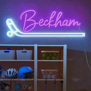 Custom Hockey Name Neon Sign,Custom hockey Sign,Custom Name led Light,Neon Light Teenage Girl Gifts,Hockey wall decor,hockey gifts for kids image 2