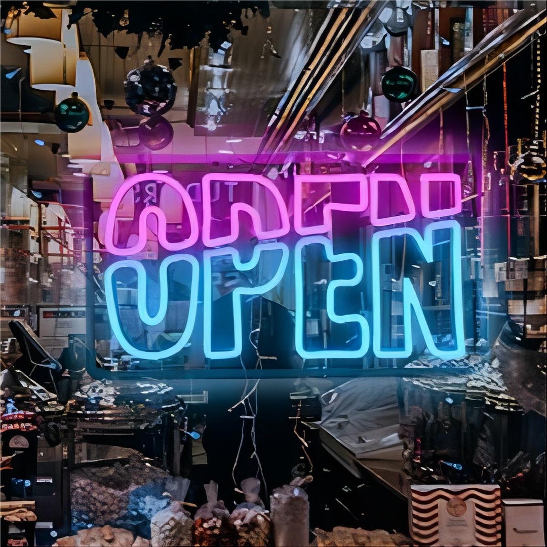 Open Business Neon Sign Neon Open Sign Business Sign Set Etsy