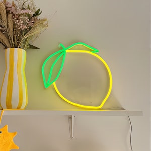 Lemon Neon Led Sign | Food Neon Sign | Custom Neon Sign | Neon Sign Bedroom | Lemon Neon Wall Art | LED Lemon Decor