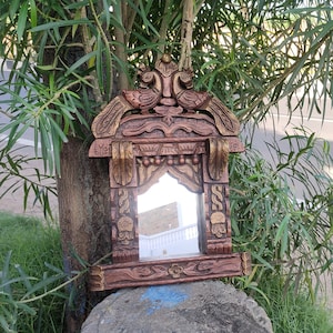 Indian carved and painted peacock design jharokha /rajasthani jharokha/photo frame/wooden mirror frame/ wooden photo frame/handcarved frame