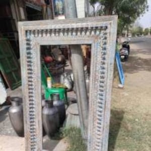 Wood carved Vintage style distressed finished wall mirror frame/Carved frame/wall  frame/antique style mirror frame/ wooden vintage frame.