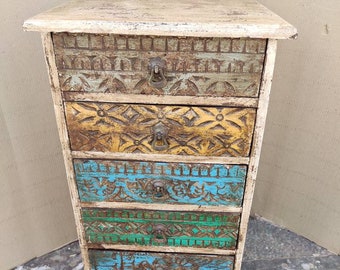 Handmade  carved wooden Colorful Indian Ethnic  chest of drawers, Storage chest, Chest Of Drawer, tresure chest, drawer chest,wooden chest