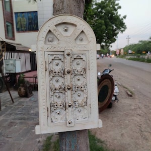 Wooden vintage style carved and brass work window/wall decor window/handcrafte window/wall art window/wooden vintage windows/wood window