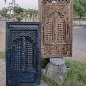 Ethnic vintage carved wood & brass work Window/ handmade window/window frame/Wall Decor/ethnic wood window/ handcrafte window/wooden window