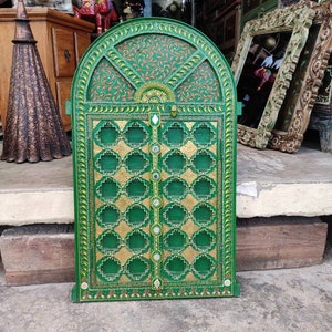 Wooden handpainted vintage style window/painted window/half round window/wall decor window/antique style window/artistic window/woodenwindow