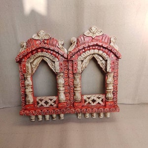Wooden Handmade Traditional Ethnic Jharokha (set of 2 pieces), wall frame, wall decor , wall hanging frame/painted jharokha/carved jharokha