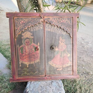 Wooden vintage handpainted window/vintage window/wall hanging window/painted window/antique painted window/indian painted window/wood window