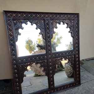 Vintage style carved four mirror frame jharokha/mirror frame/photo frame/painting frame/handcarved frame/ethnic Jharokha frame/wood jharokha