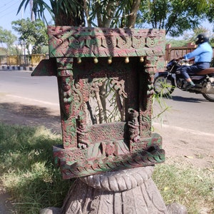 Indian carved and painted peacock design jharokha /rajasthani jharokha/photo frame/wooden mirror frame/ wooden photo frame/handcarved frame