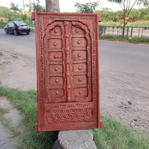 Antique vintage carved wood & brass work Window/ handmade window/window frame/Wall Decor/ethnic wood window/ handcrafte window/wooden window