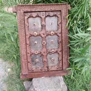 Solid Wood Vintage handcarved wood & brass work Window/handmade window/window frame/ethnic wood window/handcrafte wood window/wooden window.