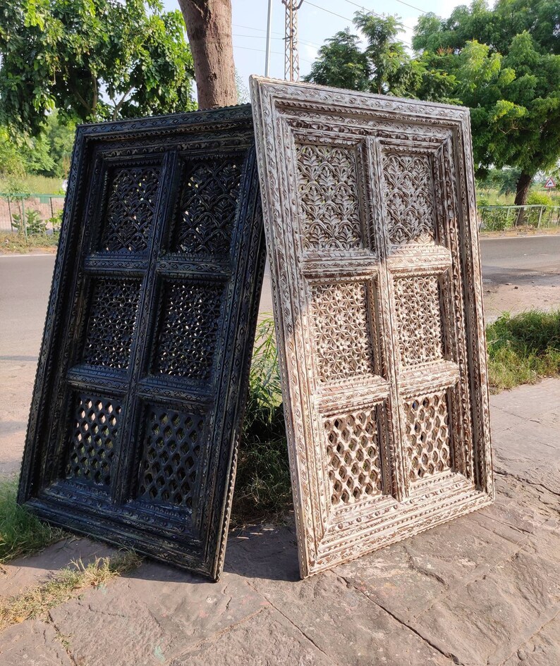 Hand carved wooden wall panel/Carved wooden wall panel/Indian carved wall panel/Floral carved wall panel/Indian wall panel/distressed panel image 7